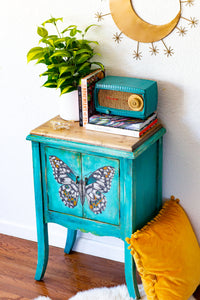 'Blooming Swallowtail’ Hand-Painted Side Table