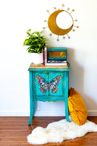 'Blooming Swallowtail’ Hand-Painted Side Table