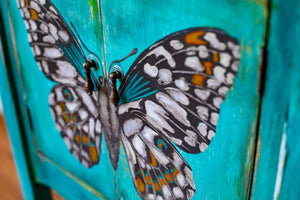 'Blooming Swallowtail’ Hand-Painted Side Table