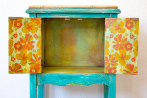 'Blooming Swallowtail’ Hand-Painted Side Table