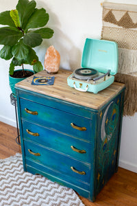 ‘Cosmic Peacock’ Hand-Painted Dresser