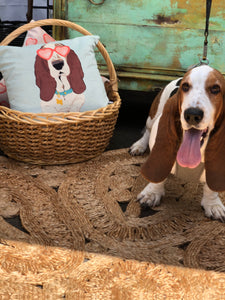 Exclusive 'Izzie' Basset Hound Throw Pillow (18"x18")