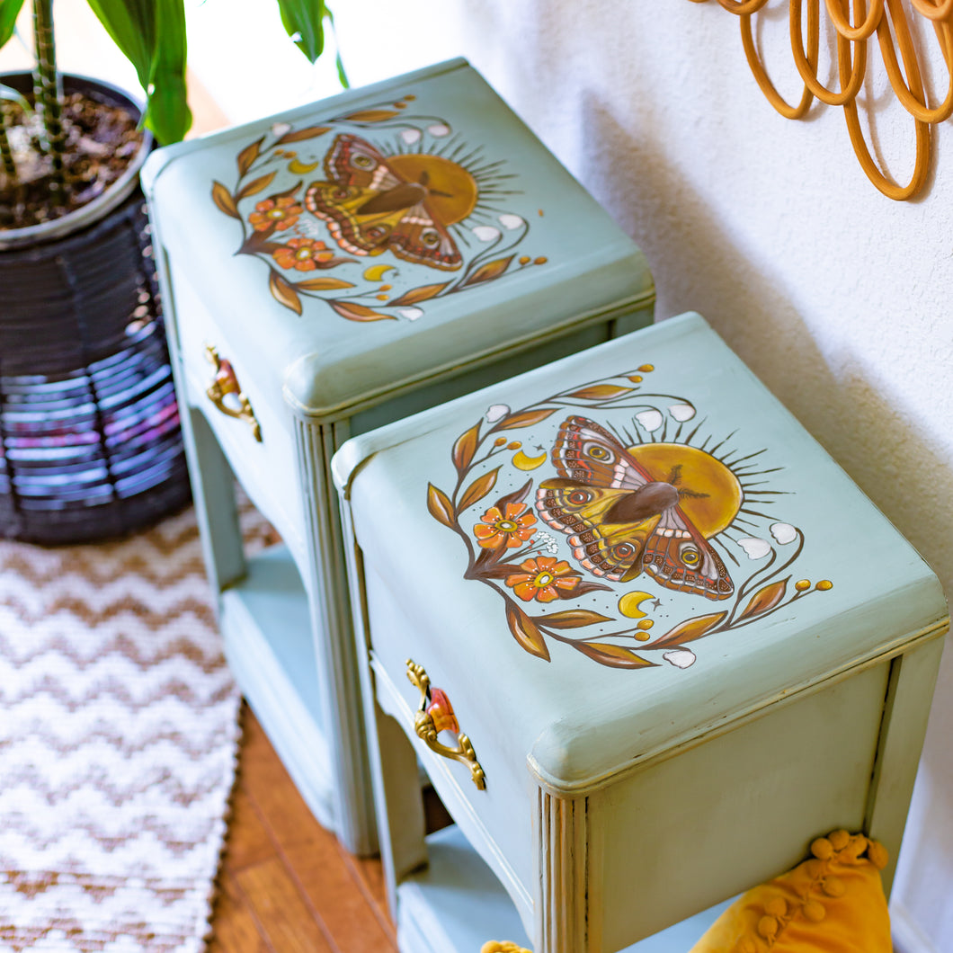 ‘Enchanting Emperor’ Hand-Painted Nightstands