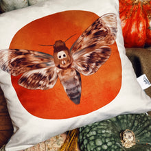 Load image into Gallery viewer, Fall Edition ‘Death’s-Head Hawkmoth’ Pillow (18”x18”)