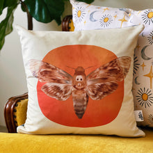 Load image into Gallery viewer, Fall Edition ‘Death’s-Head Hawkmoth’ Pillow (18”x18”)