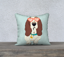 Load image into Gallery viewer, Exclusive &#39;Izzie&#39; Basset Hound Throw Pillow (18&quot;x18&quot;)