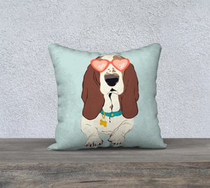 Exclusive 'Izzie' Basset Hound Throw Pillow (18"x18")